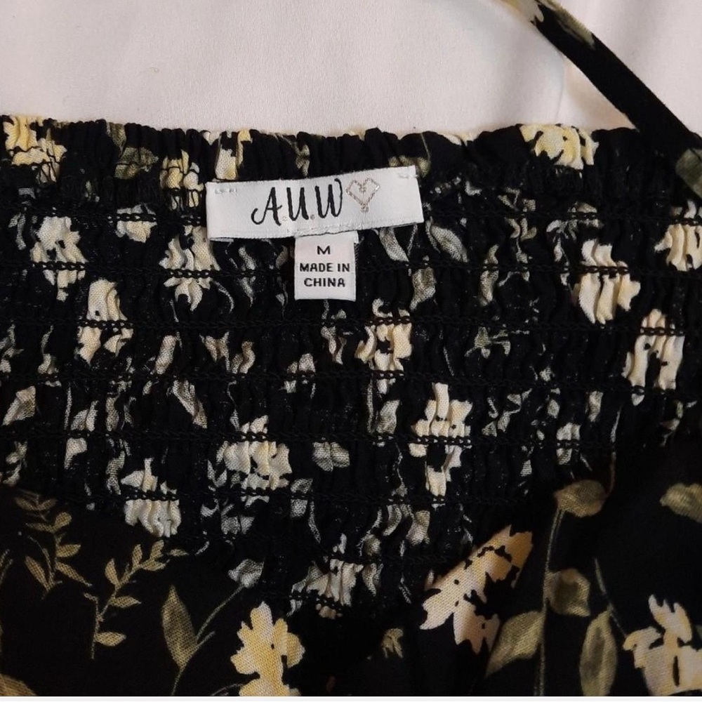 AUW Black and Yellow Floral Midi Dress - Picture 3 of 3